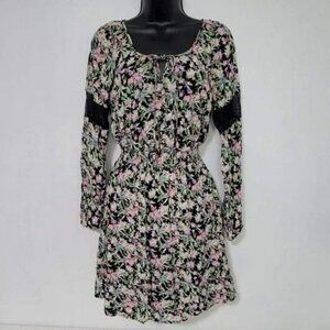 Princess Vera Wang Pink Green Floral Lace Keyhole Dress M